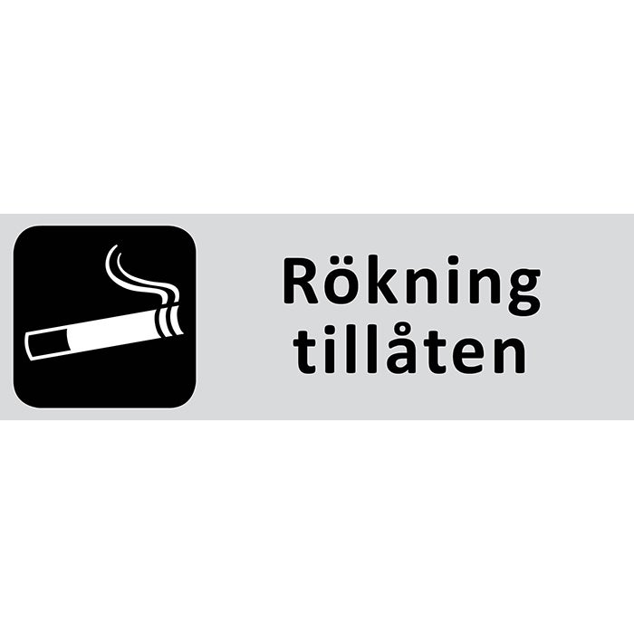 Informationsskylt Rökning tillåten 225x80 mm