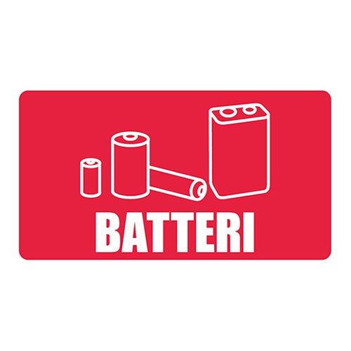 Återvinningsdekal Batteri 180x100 mm