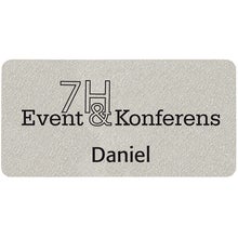 Namnbricka plast, 76x38 mm, silver, 4-färgs