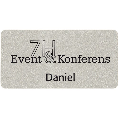Namnbricka plast, 76x38 mm, silver, 4-färgs
