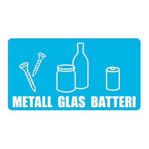 Återvinningsdekal Metall Glas Batteri 180x100 mm