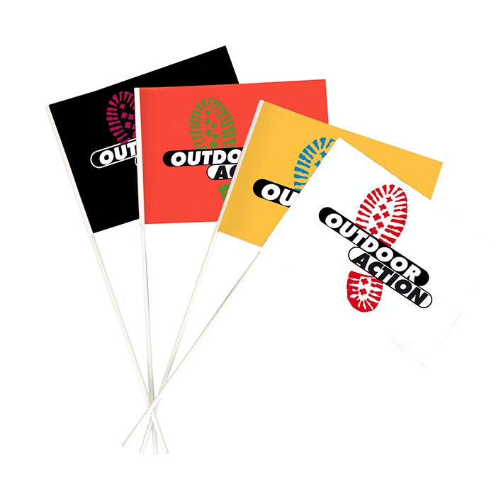 Pappersflaggor med plastpinne - 4 färger