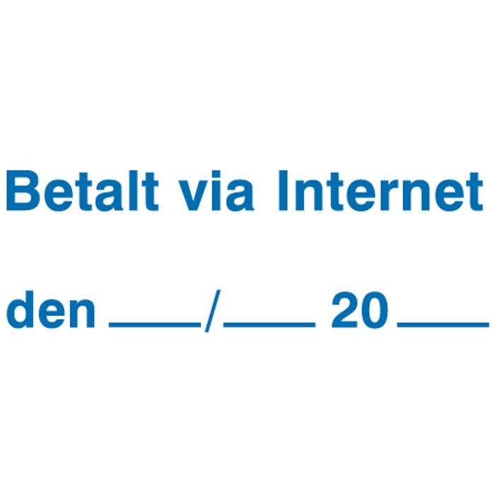 Standardstämpel "Betalt via internet…" 37x12 mm – Colop Printer Green Line 20/L, Blå