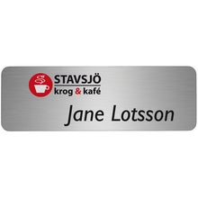 Namnbricka aluminium, 76x25 mm, silverfärgad, 4-färgs