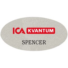 Namnbricka plast, 63x32 mm, silverfärgad, 4-färgs (Oval)