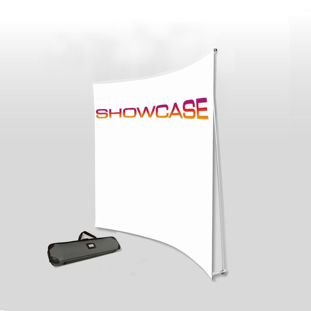 L-Banner vägg Svängd - 253x236 cm - med tryckt våd och väska - Svensk produktion