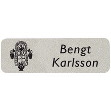 Namnbricka plast, 60x18 mm, silverfärgad, 4-färgs