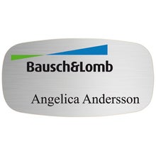 Namnbricka metall, 63x32 mm, silverfärgad, 4-färgs (TV-bricka)