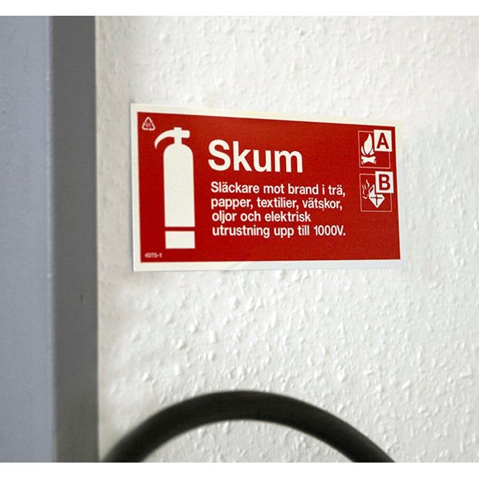 Typskylt ABC pulver 200x100 mm – Plast