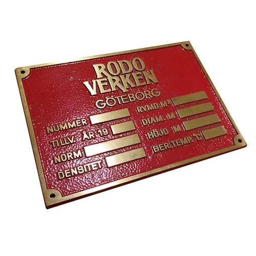 Gjuten oxiderad bronsskylt max 250 cm²