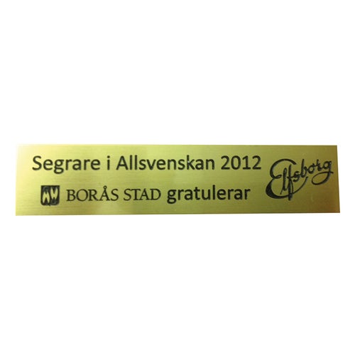 Graverad skylt max 25 cm² – Aluminium Guld 0,5 mm, Lasergravyr