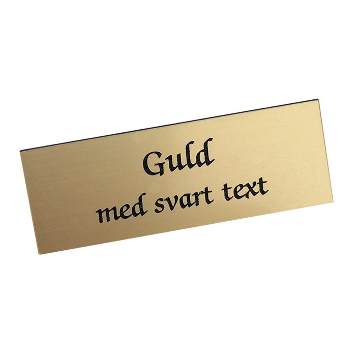 Plast Special Lasergraverad guld/svart text Namnbricka