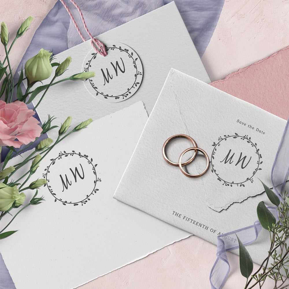 Bröllop svart, inkl. 52 bokst. 3 Monogram