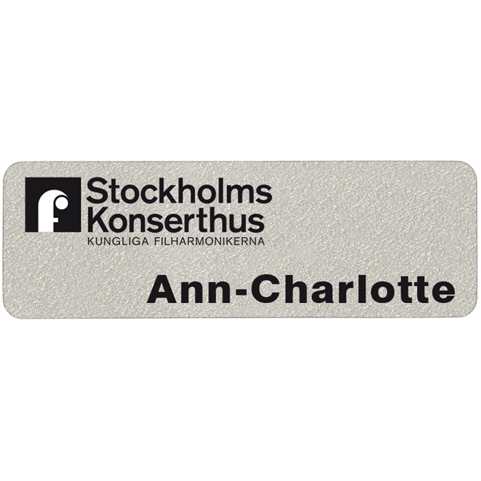 Namnbricka plast, 76x25 mm, Silverfärgad, 4-färgs