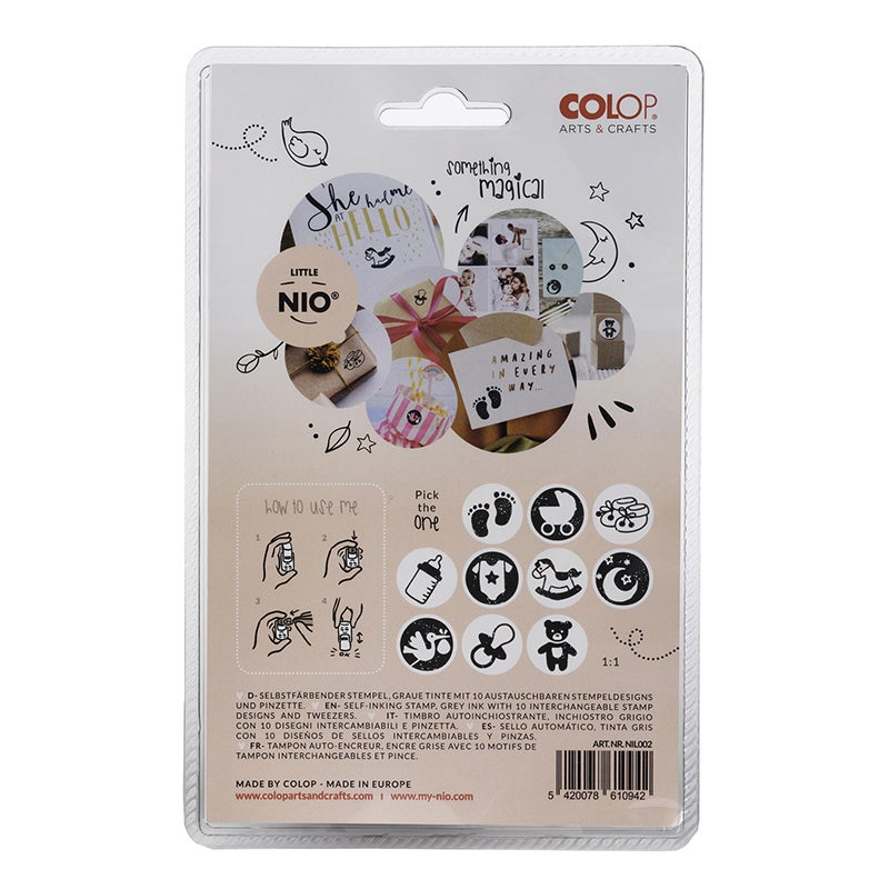 10 Babymotiv, svart, Colop A & C Little NIO