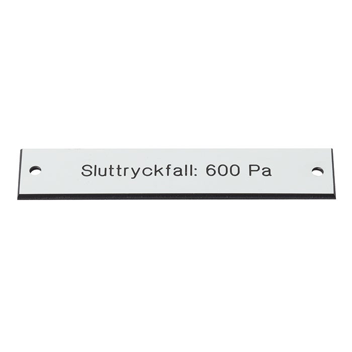 Graverad plastskylt max 150 cm² – Vit/Svart text, 1,6 mm 2-skikt