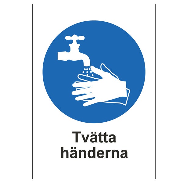 Påbudsskylt Tvätta händerna 148x210 mm – Plast