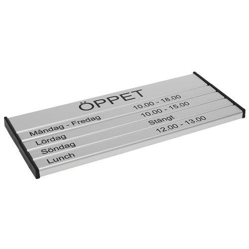 Öppetskylt 210x93 mm 5-rad – Plan