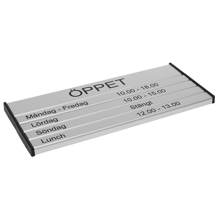 Öppetskylt 210x93 mm 5-rad – Plan
