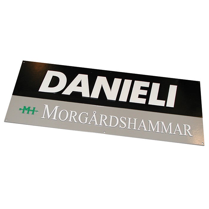 Gjuten målad aluminiumskylt