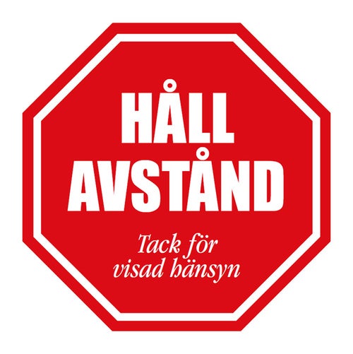 Golvdekal Håll Avstånd Signal Röd/Vit 300x300 mm – 5st/fp.