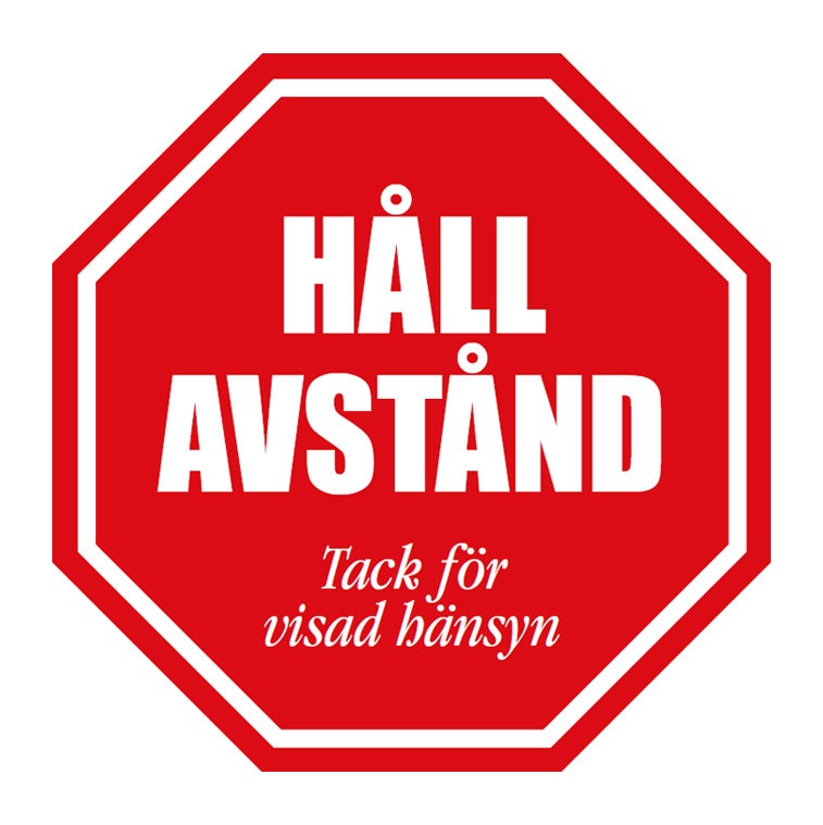 Golvdekal Håll Avstånd Signal Röd/Vit 300x300 mm – 5st/fp.