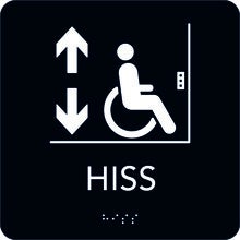 Taktil skylt Rullstol/Hiss 150x150 mm, Svart med vit text