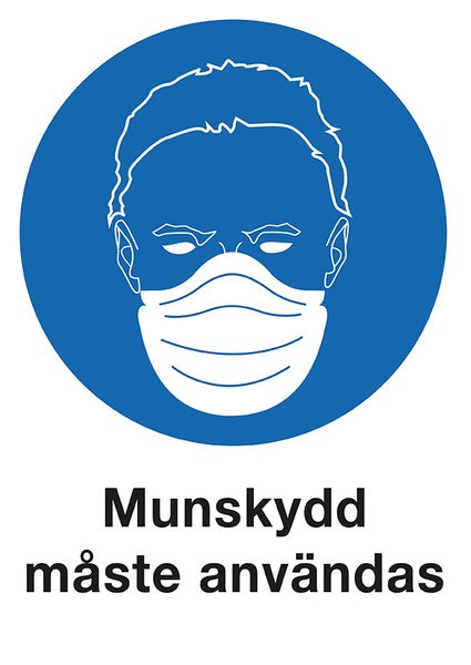 Påbudsskylt Munskydd måste användas 210x297 mm – Plast