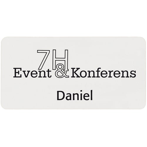 Namnbricka plast, 76x38 mm, vit, 4-färgs