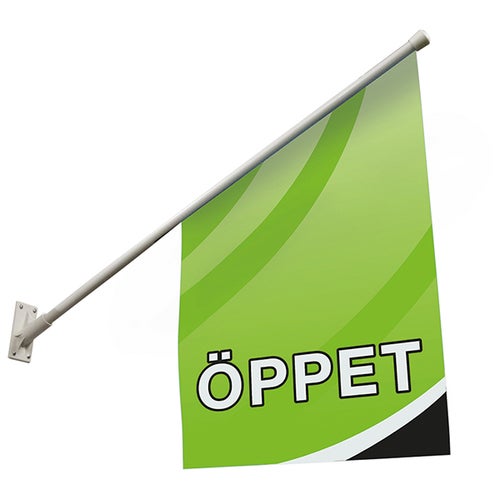 Fasadflagga PVC 40x40x60 cm – ÖPPET, med stång