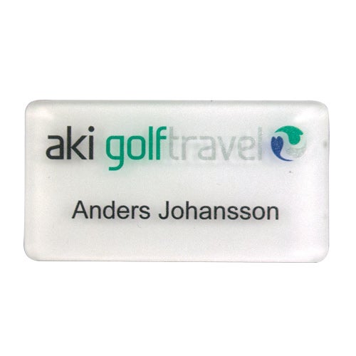 Namnbricka plexi, 60x30 mm, vitfrostad, 4-färgs