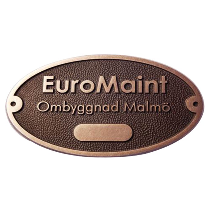 Gjuten oxiderad bronsskylt max 100 cm²