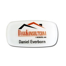 Namnbricka plexi, 63x32 mm, vitfrostad, 4-färgs