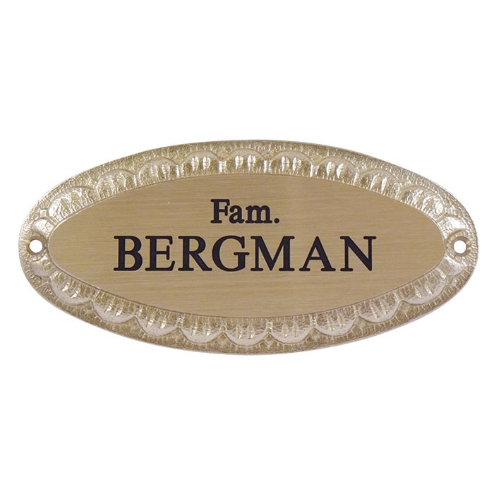 Graverad dörrskylt 166x78 mm – Aluminium, Matt Guld