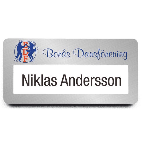 Namnbricka Windows, 75x36 mm, Silverfärgad, 4-färgs