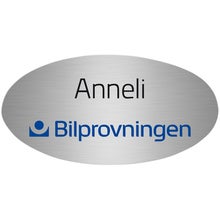 Namnbricka aluminium, 63x32 mm, silverfärgad, 4-färgs (Oval)