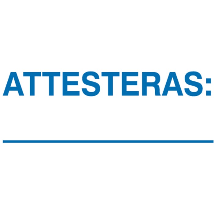 Standardstämpel "Attesteras" 37x13 mm – Colop Printer Green Line 20/L, Blå