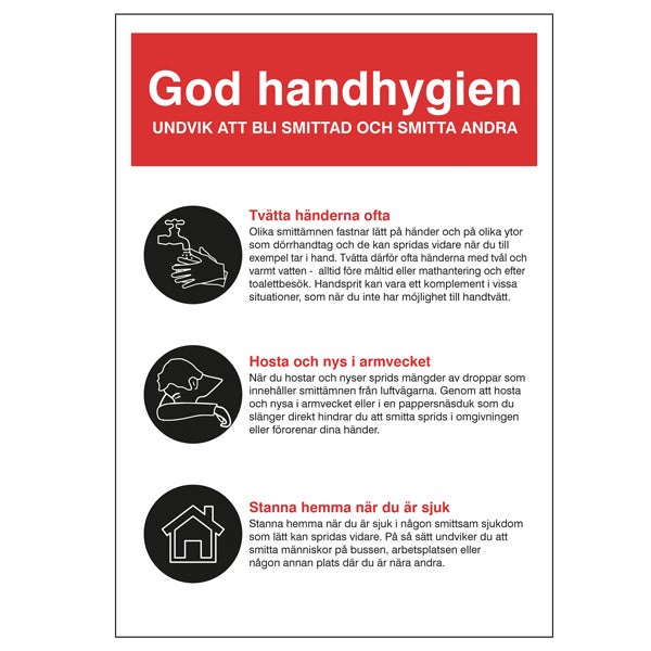 Påbudsskylt God handhygien 148x210 mm – Plast